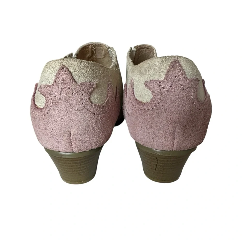 Oak Tree Western Suede Booties Pink Cream Size 8